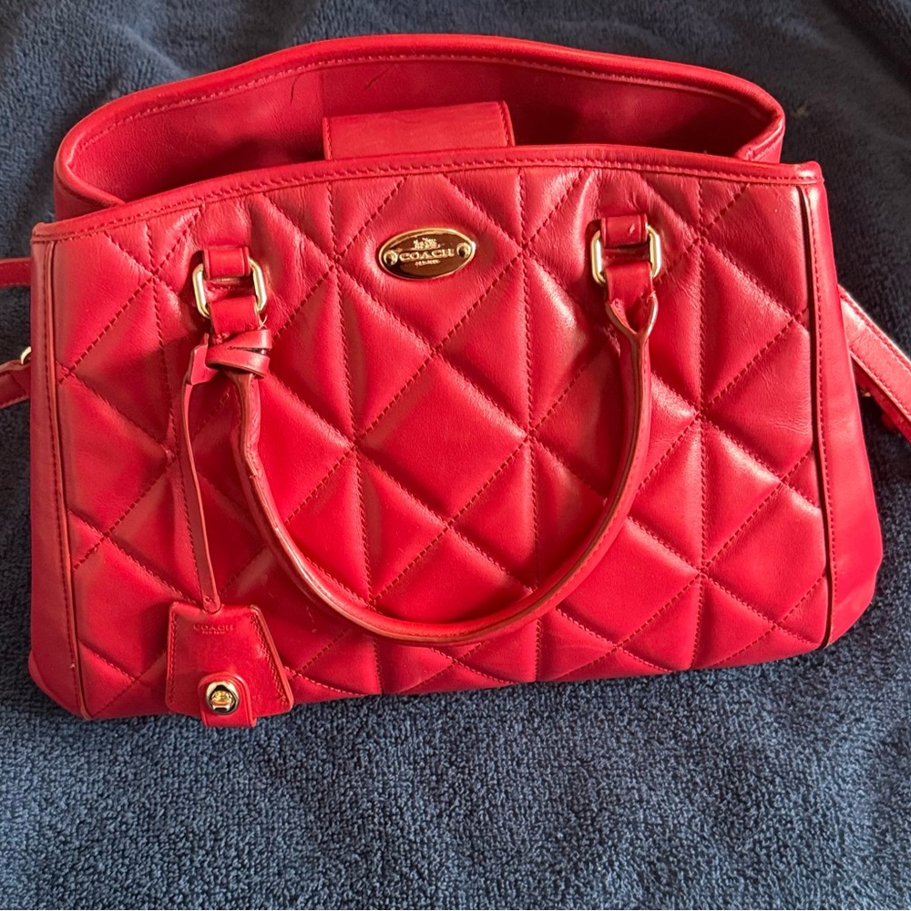 Coach Red Quilted Shoulder Bag